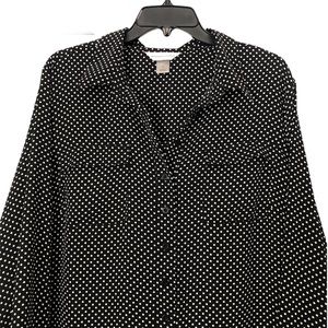 Christopher & Banks Black & White Polka Dot Blouse Sz XL